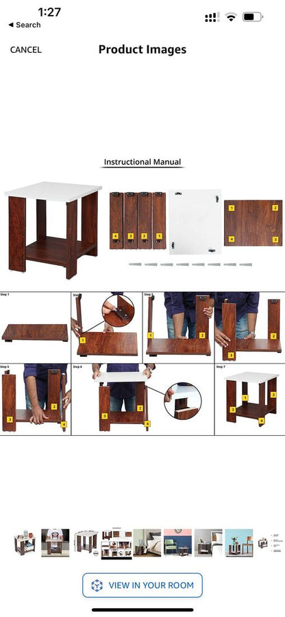 PEDPIX Engineered Wood Side Table (Finish Color - Walnut, DIY(Do-It-Yourself))