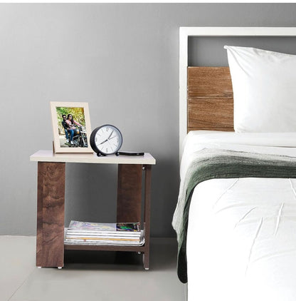 PEDPIX Engineered Wood Side Table (Finish Color - Walnut, DIY(Do-It-Yourself))