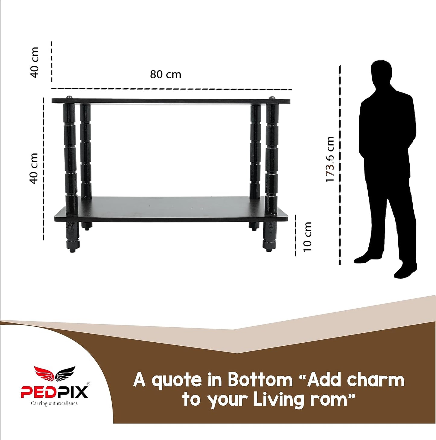 PEDPIX Engineered Wood Budget Friendly Design Coffee Table,Black (81.2X40.6X40)