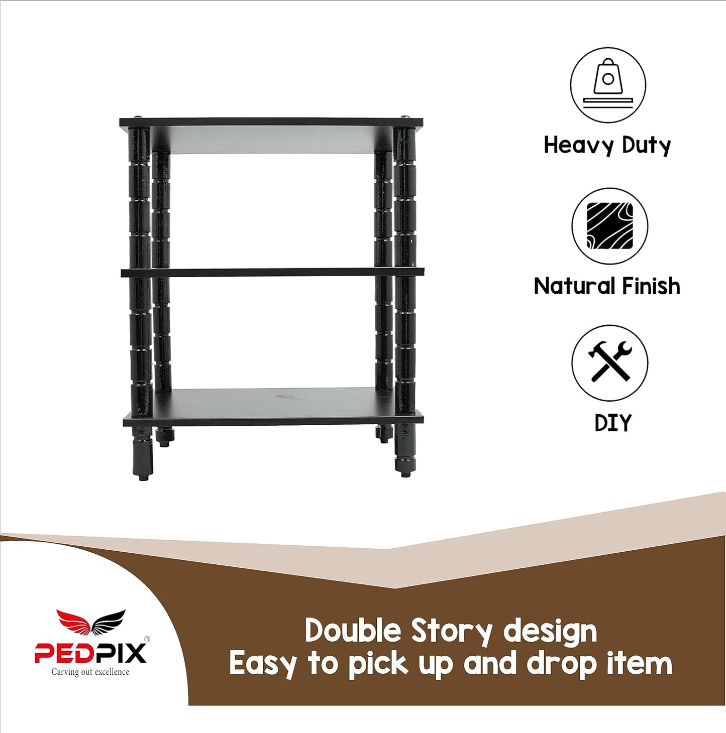 PEDPIX® Pure Wood Tv Entertainment Unit Set Top Box Stand Tv Panel Cabinet for Home Solid Wood Tv Entertainment Unit (Finish Color - Venge Black,DIY (Do-it-Yourself))