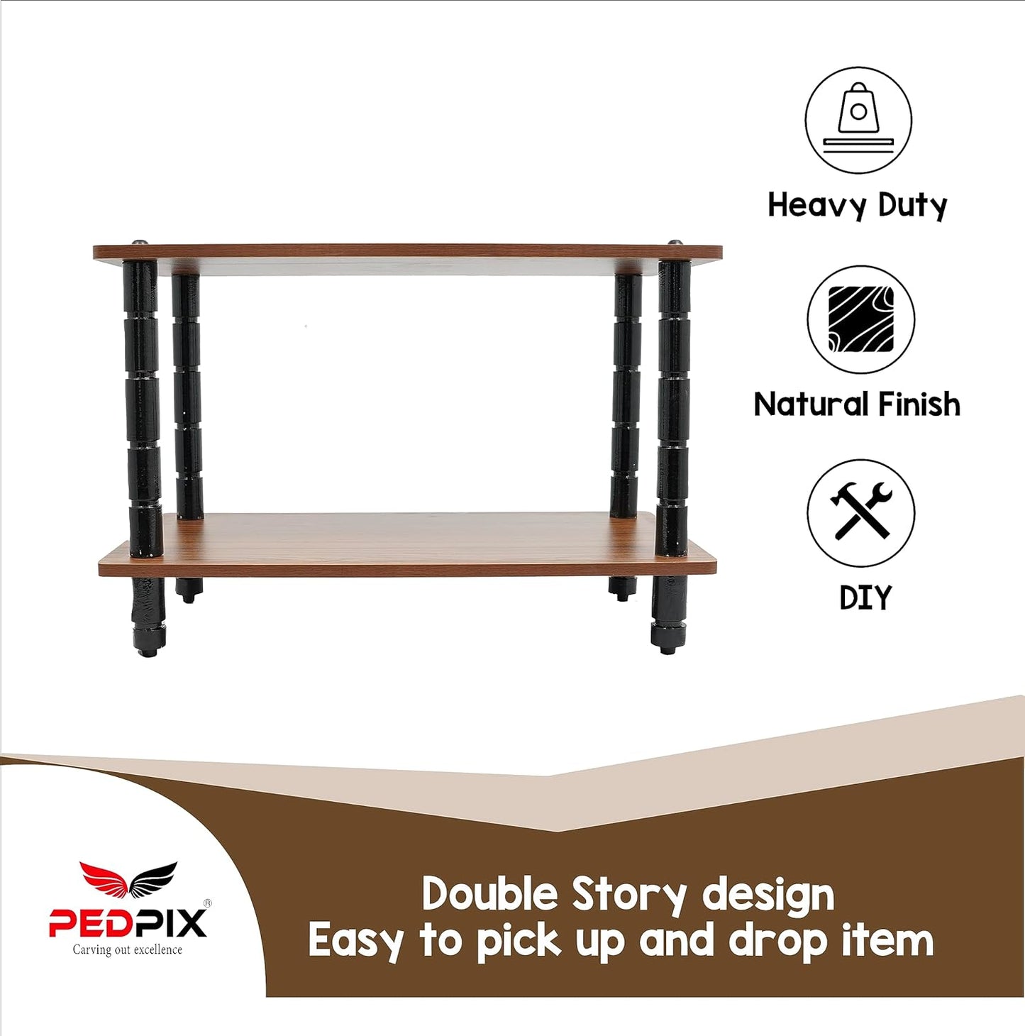 PEDPIX Engineered Wood Coffee Table for The Living Room: A Stylish and Durable Coffee Table with Plenty of Space for Drinks, Snacks, and Books